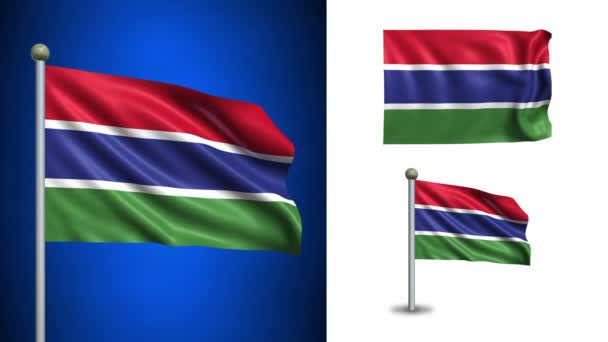 Gambia flag - with Alpha channel, seamless loop! — Stock Video