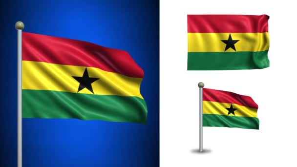 Ghana flag - mit Alphakanal, nahtloser Schlaufe! — Stockvideo