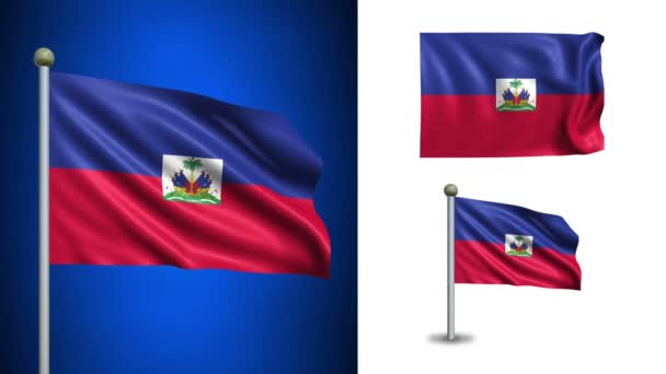 Haiti flag - with Alpha channel, seamless loop! — Stock Video