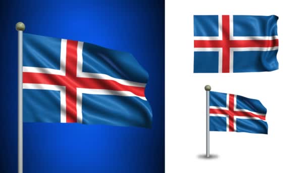 Drapeau Islande - avec canal Alpha, boucle transparente ! — Video