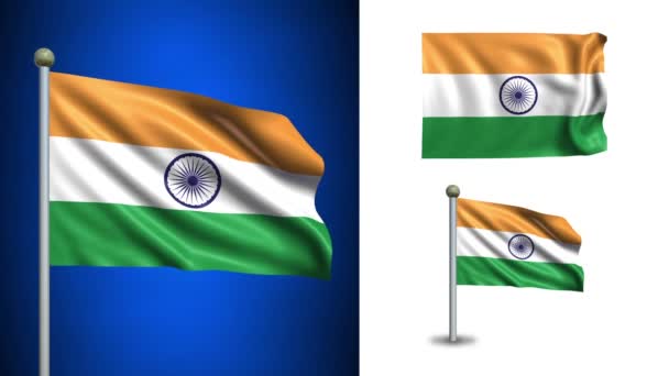 Bandera de la India - con canal Alpha, bucle sin costuras ! — Vídeos de Stock