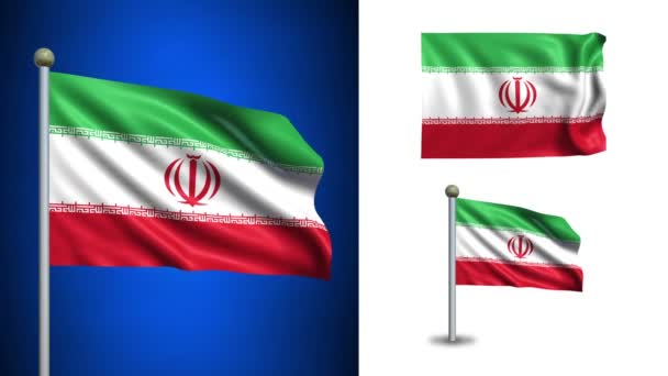 Bandera de Irán - con canal Alpha, bucle sin costuras ! — Vídeos de Stock