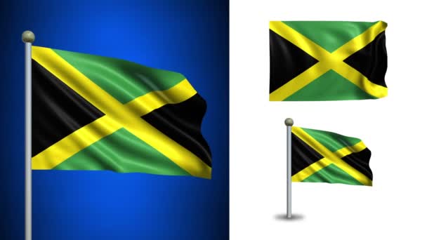 Jamaica flag - mit Alphakanal, nahtloser Schlaufe! — Stockvideo