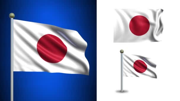 Bandera de Japón - con canal Alpha, bucle sin costuras ! — Vídeos de Stock