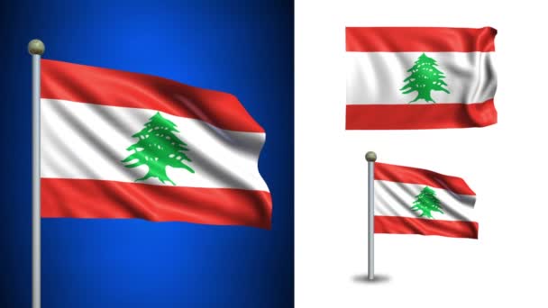 Lebanon flag - with Alpha channel, seamless loop! — Stock Video