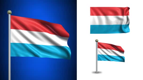Luxemburgs flagga - med alfakanal, sömlös loop! — Stockvideo