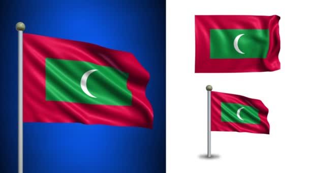 Maldiverna flagga - med alfakanal, sömlös loop! — Stockvideo