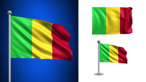 Mali flag - mit Alphakanal, nahtloser Schleife! — Stockvideo