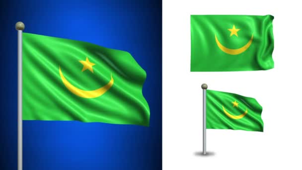 Bandiera Mauritania - con canale Alpha, anello senza soluzione di continuità ! — Video Stock