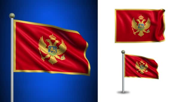 Bandiera Montenegro - con canale Alpha, anello senza soluzione di continuità ! — Video Stock