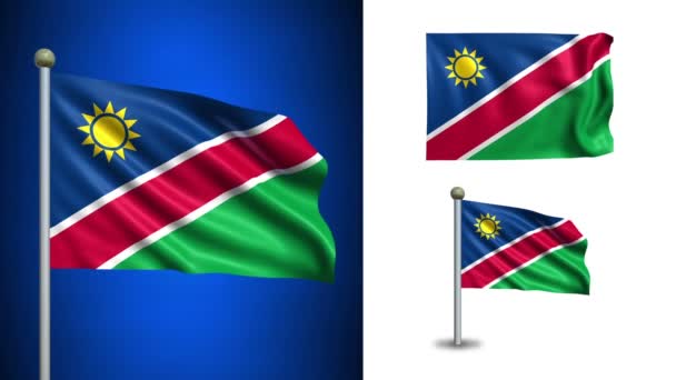 Bandera de Namibia - con canal Alpha, bucle sin costuras ! — Vídeo de stock