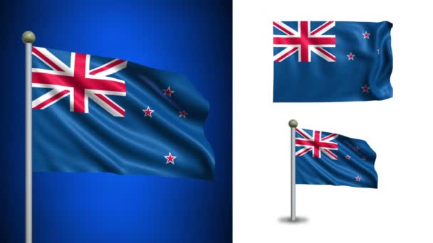 New Zealand flag - with Alpha channel, seamless loop! — Stock Video