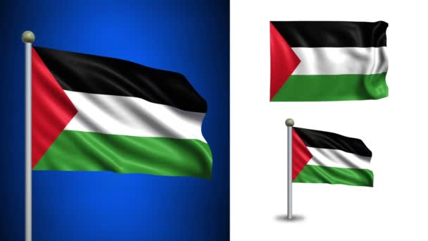 Palestina vlajka - s alfa kanálem, bezešvé smyčka! — Stock video