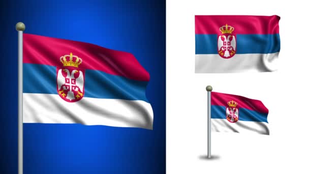 Serbien flagga - med alfakanal, sömlös loop! — Stockvideo