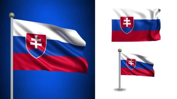 Σημαία της Σλοβακίας - με άλφα κανάλι, αδιάλειπτη βρόχο! — Αρχείο Βίντεο