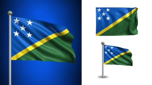 Salomonöarnas flagga - med alfakanal, sömlös loop! — Stockvideo