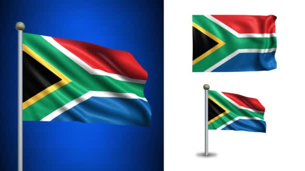 South Africa flag - with Alpha channel, seamless loop! — Stock Video