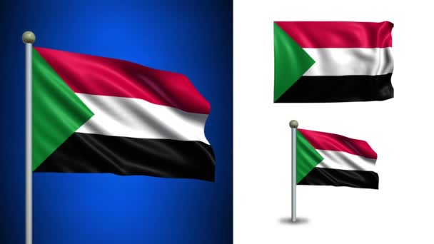 Sudan flag - mit Alphakanal, nahtloser Schleife! — Stockvideo