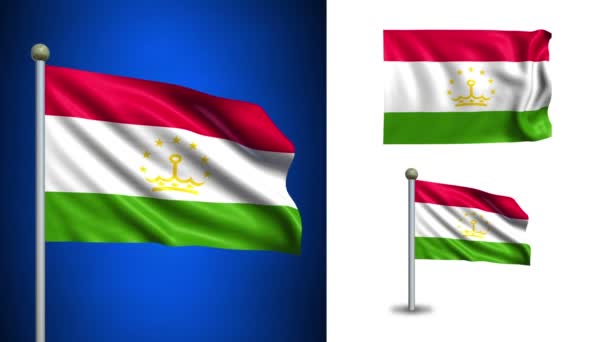 Tajikistan flag - with Alpha channel, seamless loop! — Stock Video