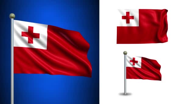 Bandera Tonga - con canal Alpha, bucle sin costuras ! — Vídeo de stock