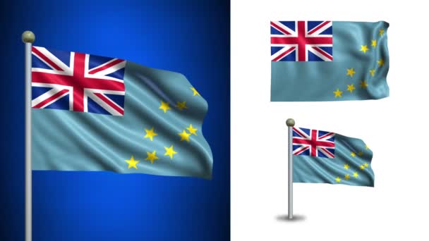 Drapeau Tuvalu - avec canal Alpha, boucle transparente ! — Video