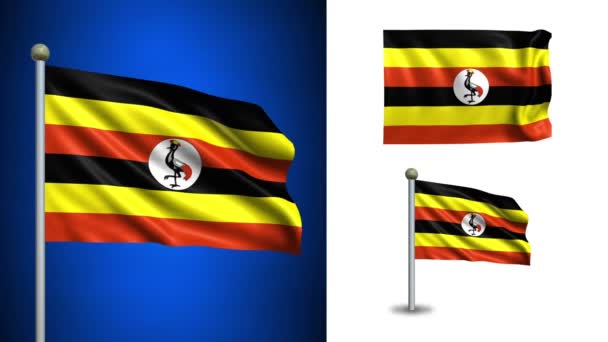 Vlajka Ugandy - s alfa kanálem, bezešvé smyčka! — Stock video