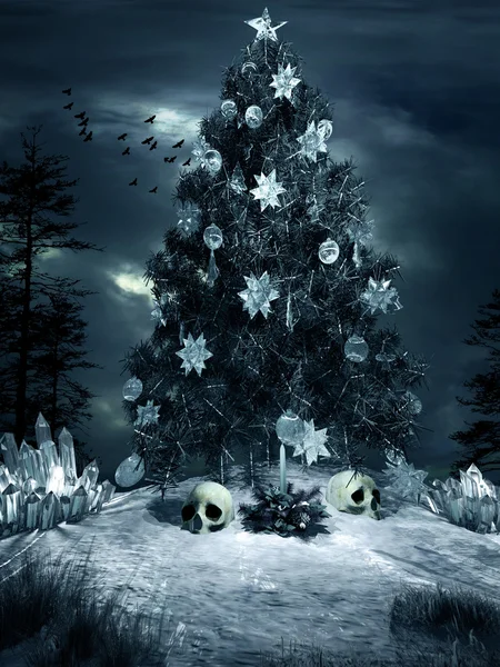 Árbol de Navidad con calaveras — Foto de Stock