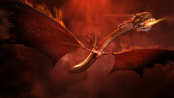 Fantasy fire dragon — Stock Photo, Image