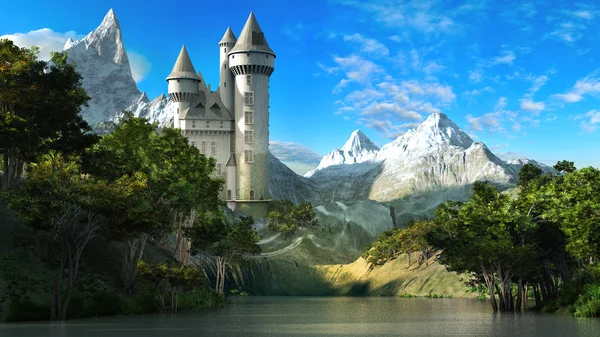 Castle on the slope of the mountains Royalty Free Stock Images