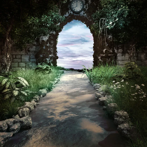 Entry to old garden — Stock Photo, Image