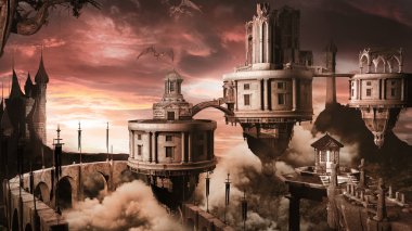 Ejderha ile fantezi şehir