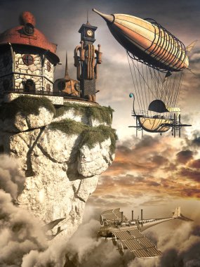Zeppelin ve saat kulesi