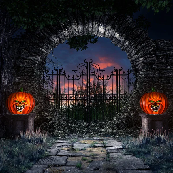 Round gate to garden — Stock Photo, Image