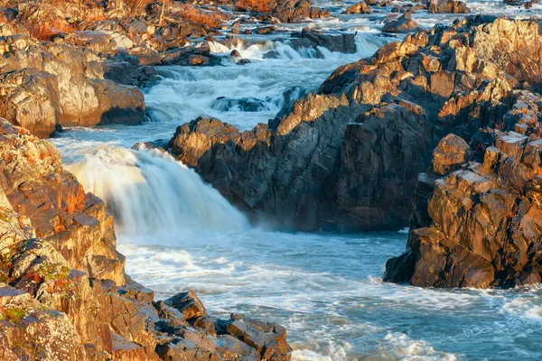 Parte Las Grandes Cataratas Del Río Potomac Amanecer Del Invierno — Foto de Stock