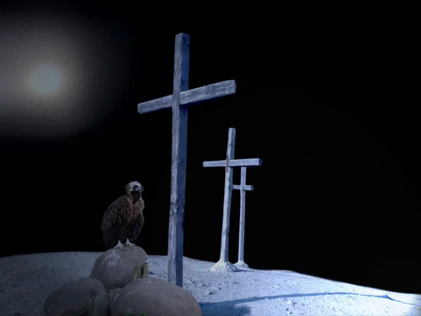 Crosses in a moonlight — Stock Photo, Image