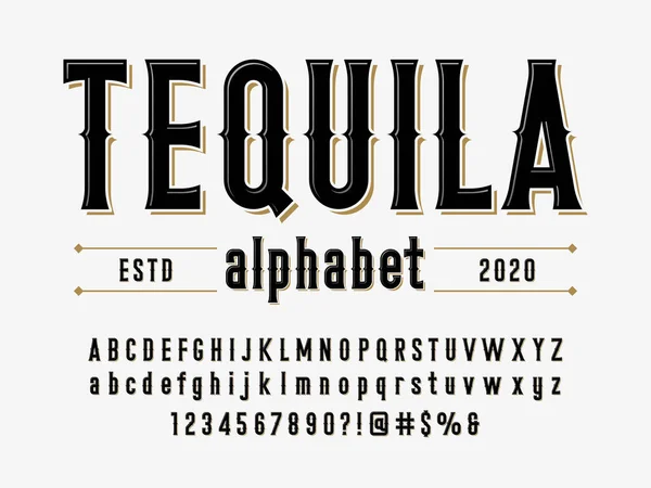 Büyük, küçük, rakamlar ve sembollerle klasik alfabe dizaynı