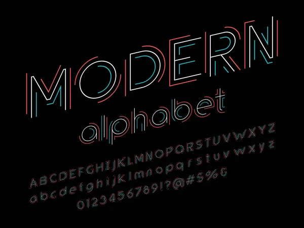 Moderní Abstraktní Abecední Design Velkými Písmeny Malými Písmeny Čísly Symbolem — Stockový vektor