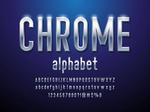 Vector Modern Metallic Chrome Alphabet Design — Stock Vector