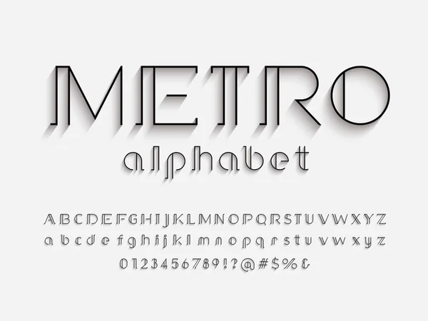 Design Moderno Alfabeto Serif Com Letras Maiúsculas Minúsculas Números Símbolos — Vetor de Stock