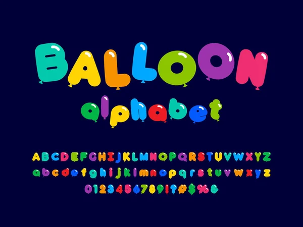 Projekt Alfabetu Stylu Balonów Dużymi Literami Małymi Literami Numerami Symbolami — Wektor stockowy