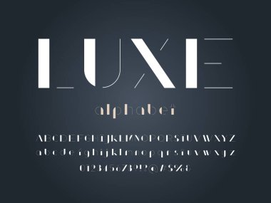 Büyük harf, küçük harf, sayı ve sembol ile modern soyut alfabe tasarımı