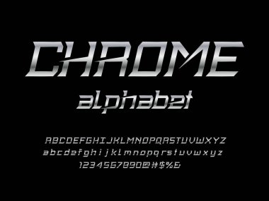 büyük, küçük, rakamlar ve sembollerle modern ekran tarzı alfabe dizaynı