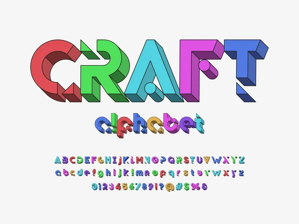 Vecteur Design Abstrait Moderne Alphabet Coloré Avec Majuscules Minuscules Nombres — Image vectorielle