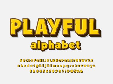 Büyük, küçük, rakamlar ve sembollerle oyuncu alfabe tasarımı