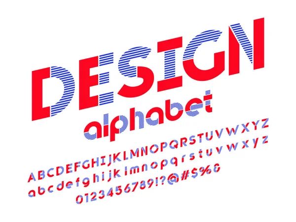 Modern Alfabet Design Met Hoofdletters Kleine Letters Cijfers Symbolen — Stockvector