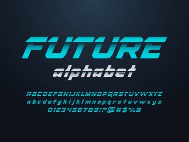 Büyük harf, küçük harf, sayı ve sembol ile hız biçimi alfabe tasarımı