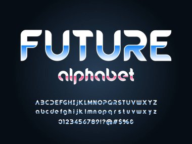 Büyük harf, küçük harf, sayı ve sembol ile modern soyut alfabe tasarımı