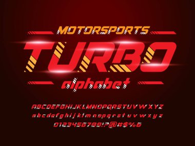 Büyük harf, küçük harf, sayı ve sembol ile hızlı yarış alfabesi dizaynı