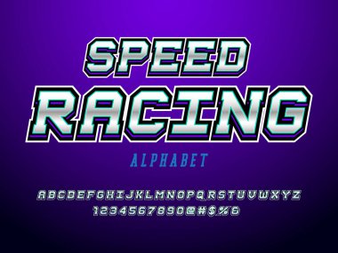 Büyük, küçük, sayılar ve sembollerle spor stili alfabe dizaynı