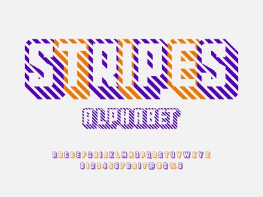 Çizgili alfabe dizaynı büyük harf, sayı ve sembol ile